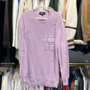 SER.O.YA Purple Tunic Crewneck Sweater Soft Knit